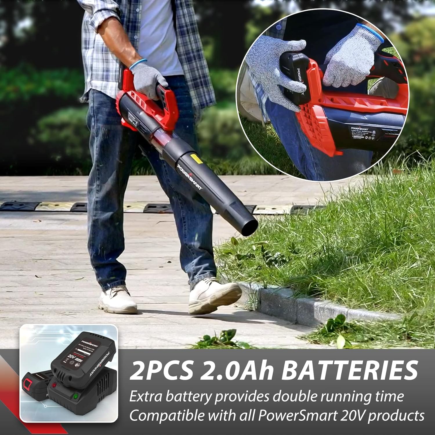 Cordless Leaf Blower with 2PCS 20V MAX 2.0Ah Battery and Charger U83254