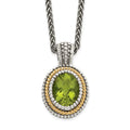 Antiqued Sterling Silver and 14K Gold Peridot Necklace Z6754