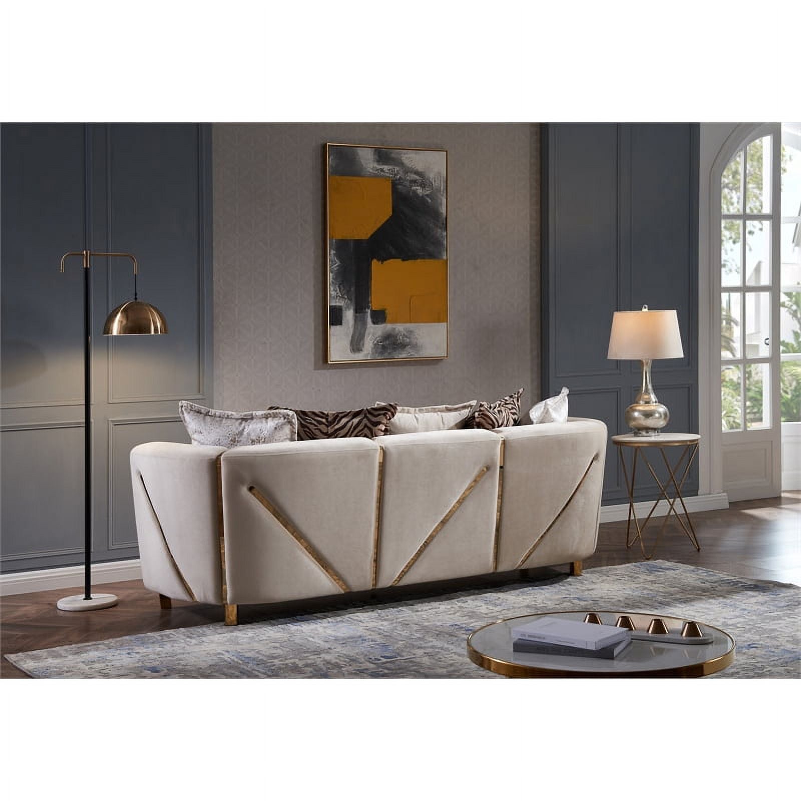 Beige 2Pc Velvet Living Room Set O459