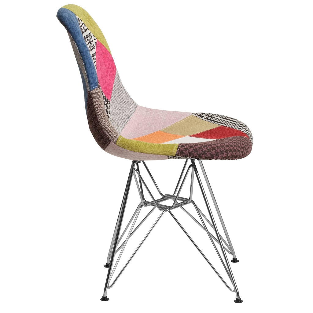 Patchwork Fabric Chair with Chrome Base L771633