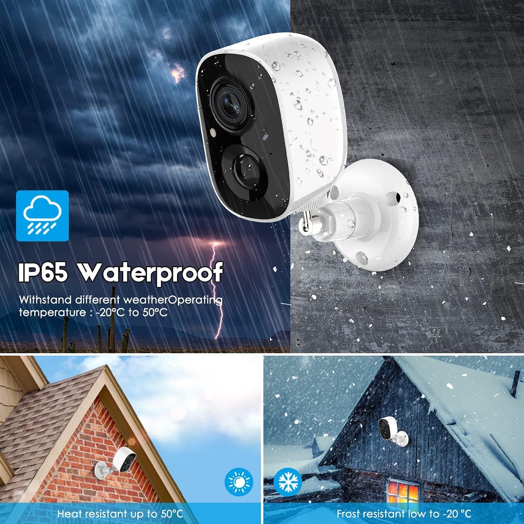 Wireless Outdoor Security Camera with Spotlight, 1080P Battery Powered WiFi Surveillance Cameras, Night Vision, Motion Detection, 2-Way-Talk, IP65 Weatherproof L465