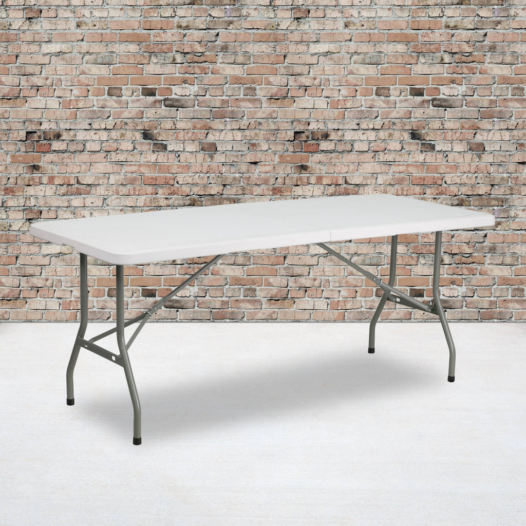 Bi-Fold Granite White Plastic Folding Table K786049
