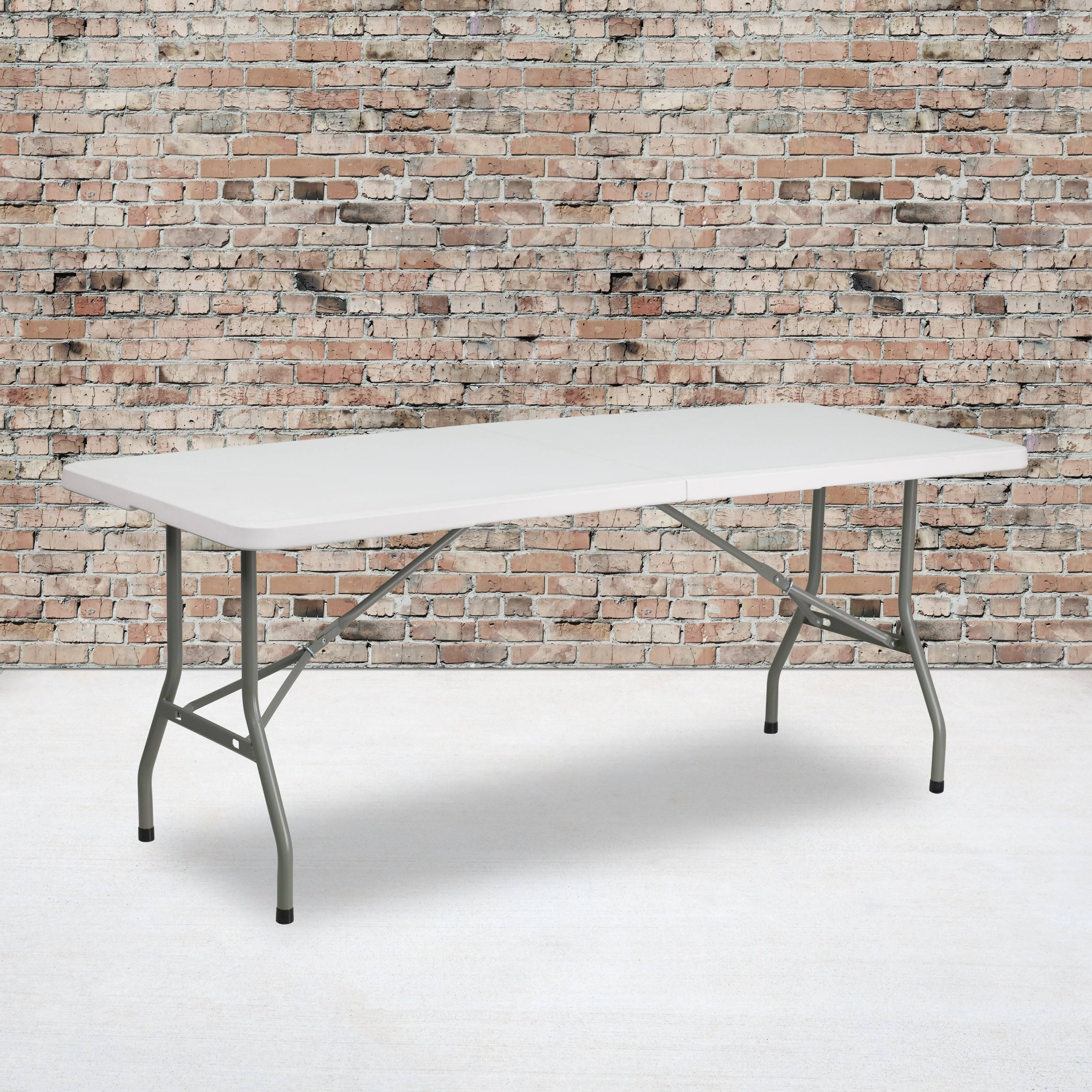 Bi-Fold Granite White Plastic Folding Table K786049