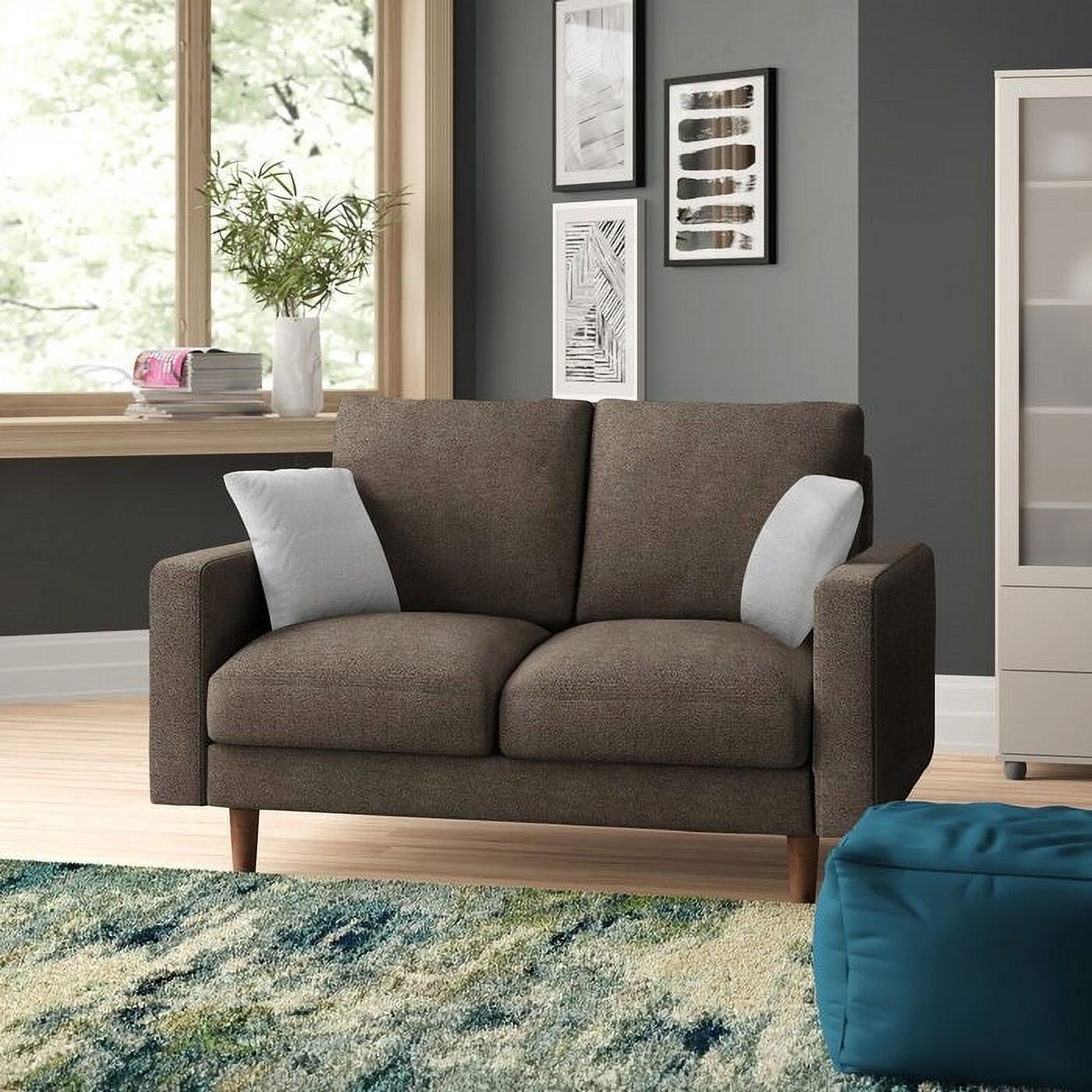 Dark Blue Square Arm Loveseat C240