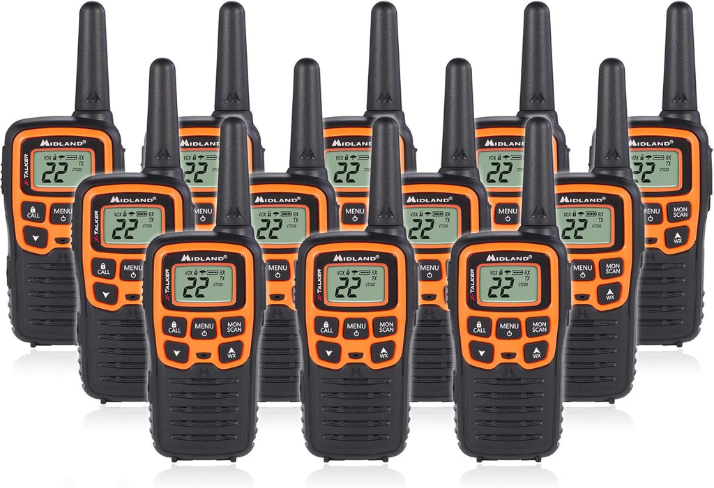 22 Channel FRS Walkie Talkie Two-Way Radio Orange/Black Pack of 6 W6222