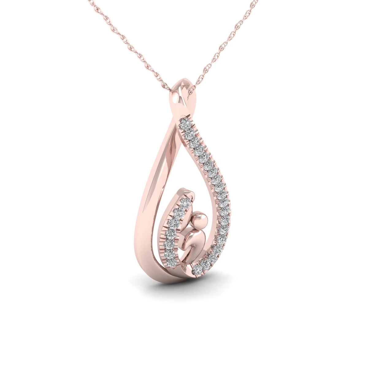 10K Rose Gold Diamond Mother and Child Infinity Pendant Necklace N666668
