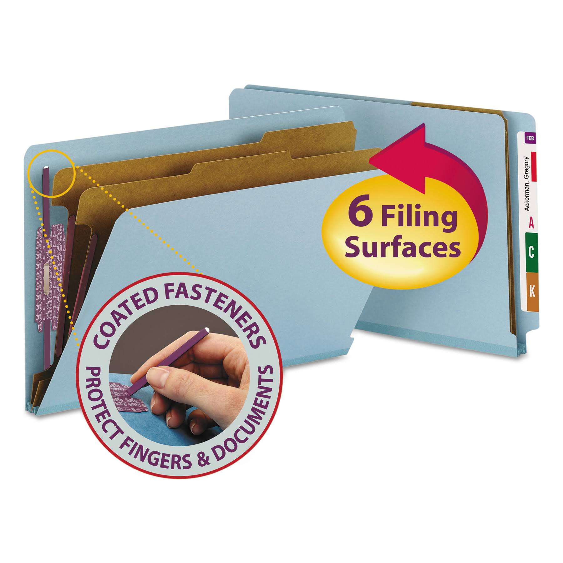 Blue Legal Six-Section Pressboard Classification Folders 10/Box O564