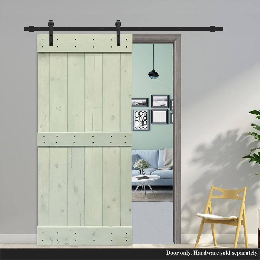 Sage Green Solid Wood Interior Sliding Barn Door V16026