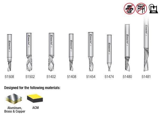 8-Pc Solid Carbide Spiral CNC Router Bit Collection, 1/4 inch Shank P2203