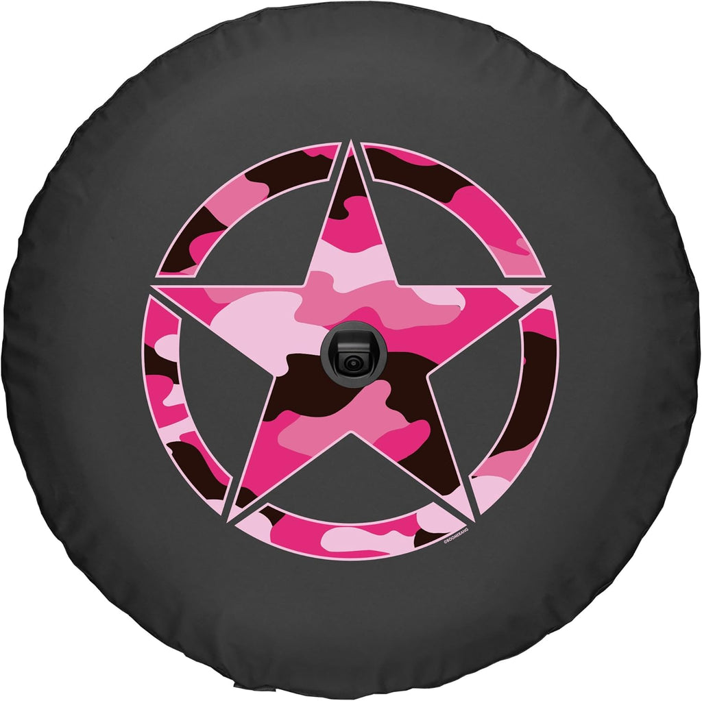 Camo Star Pink Print 32 Soft JL Tire Cover for Jeep Wrangler JL with Back-up Camera V177204