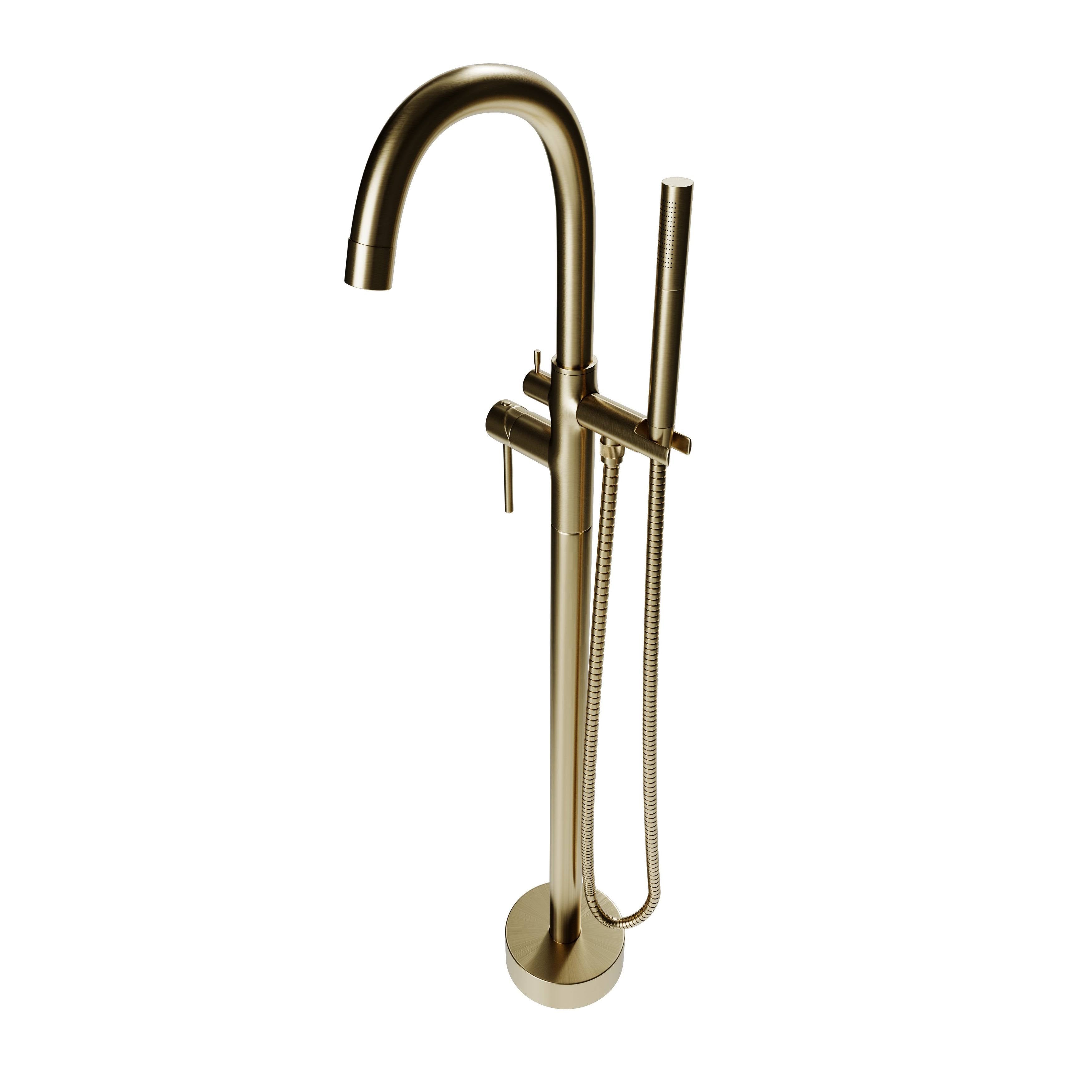 Brushed Nickel Single Handle Floor Mounted Freestanding Tub Filler K50065