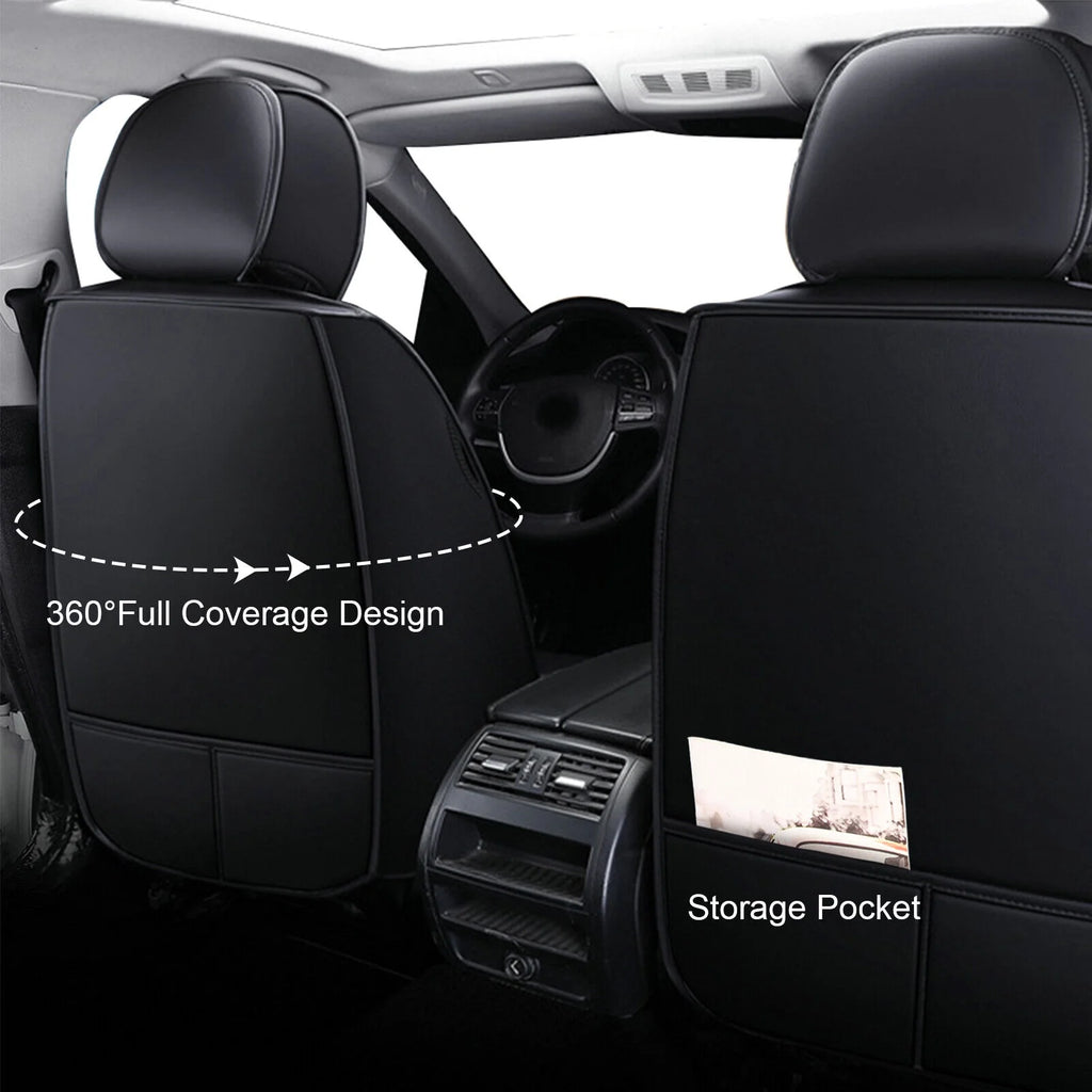 2PCS Waterproof PU Leather Front Car Seat Covers Black J657993