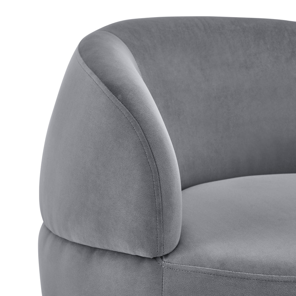 Grey Velvet Barrel Chair with Storage Ottoman U914