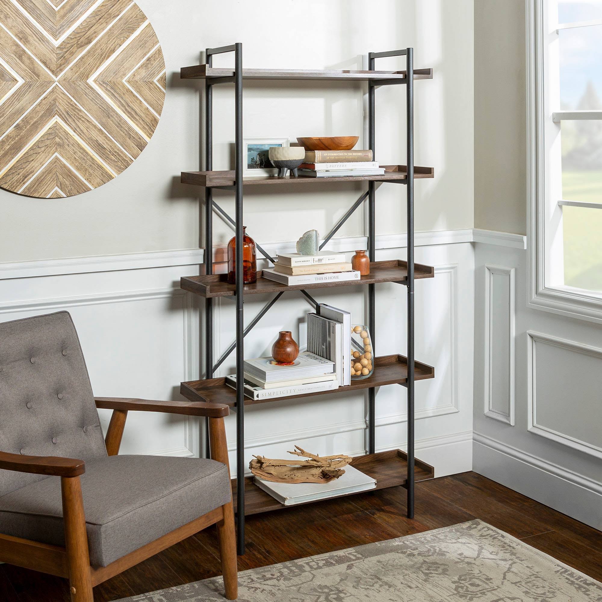 5 Tray Shelf Dark Walnut Bookshelf M69567