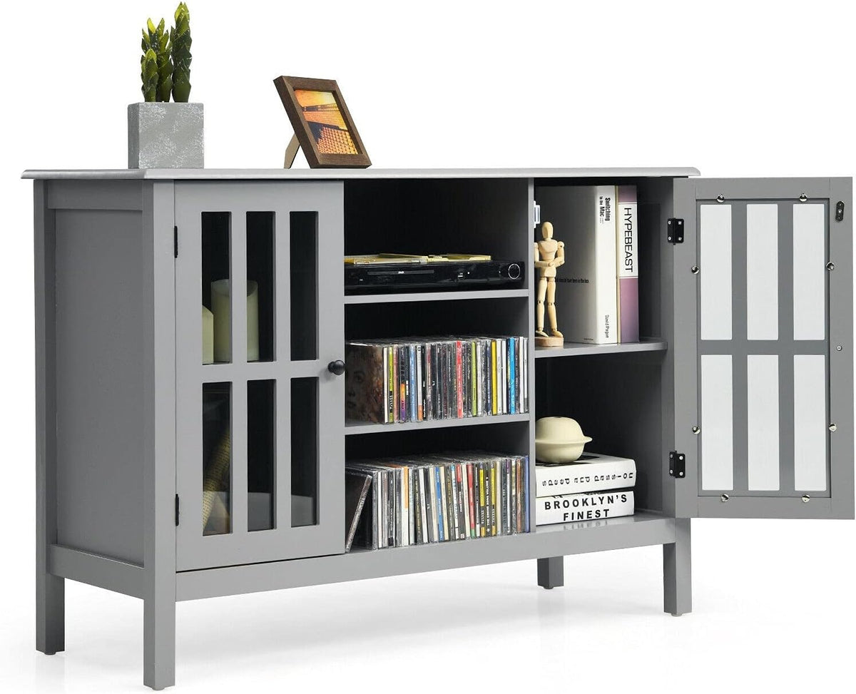 Gray Wood TV Stand with 2 Doors A804202