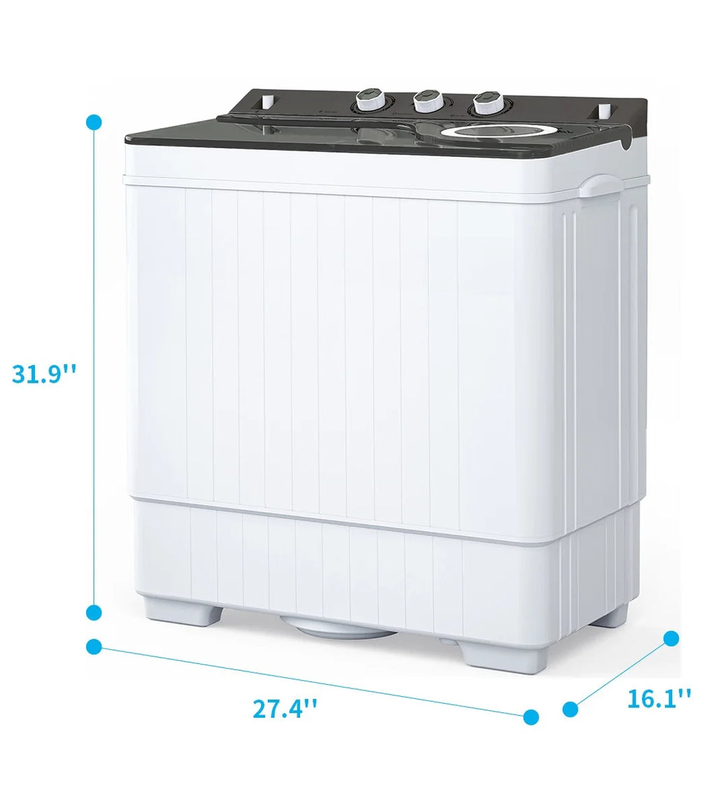Semi-automatic Twin Tub Washing Machine, 26Lbs, White & Grey V6634