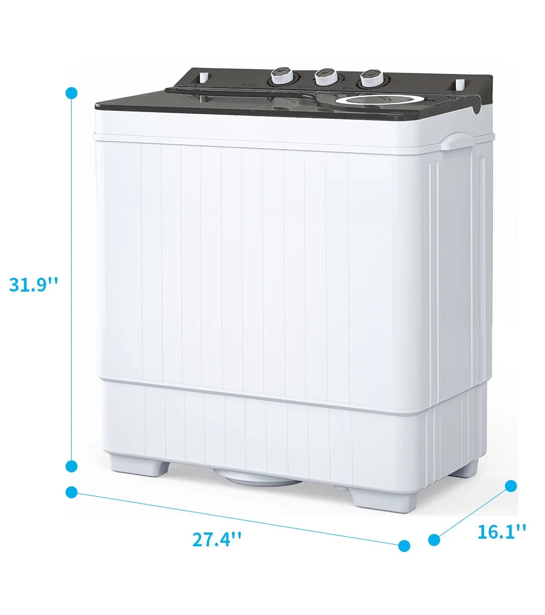 Semi-automatic Twin Tub Washing Machine, 26Lbs, White & Grey V6634