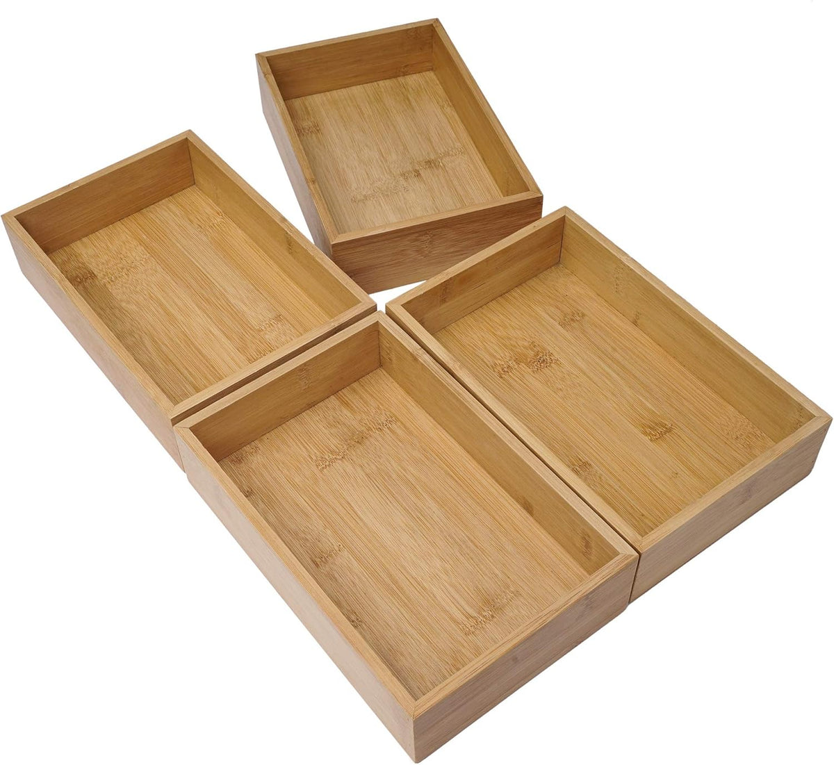 Bamboo Wood Drawer Organizer Tray Box Dividers Set, Pack of 2 M318