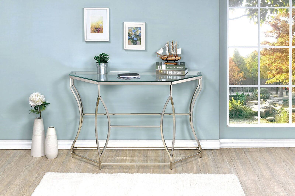 Chrome Metal Glass Top Sofa Table W726