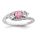 Sterling Silver Rhodium-plated White and Pink Swarovski Topaz Ring Size 7 D993