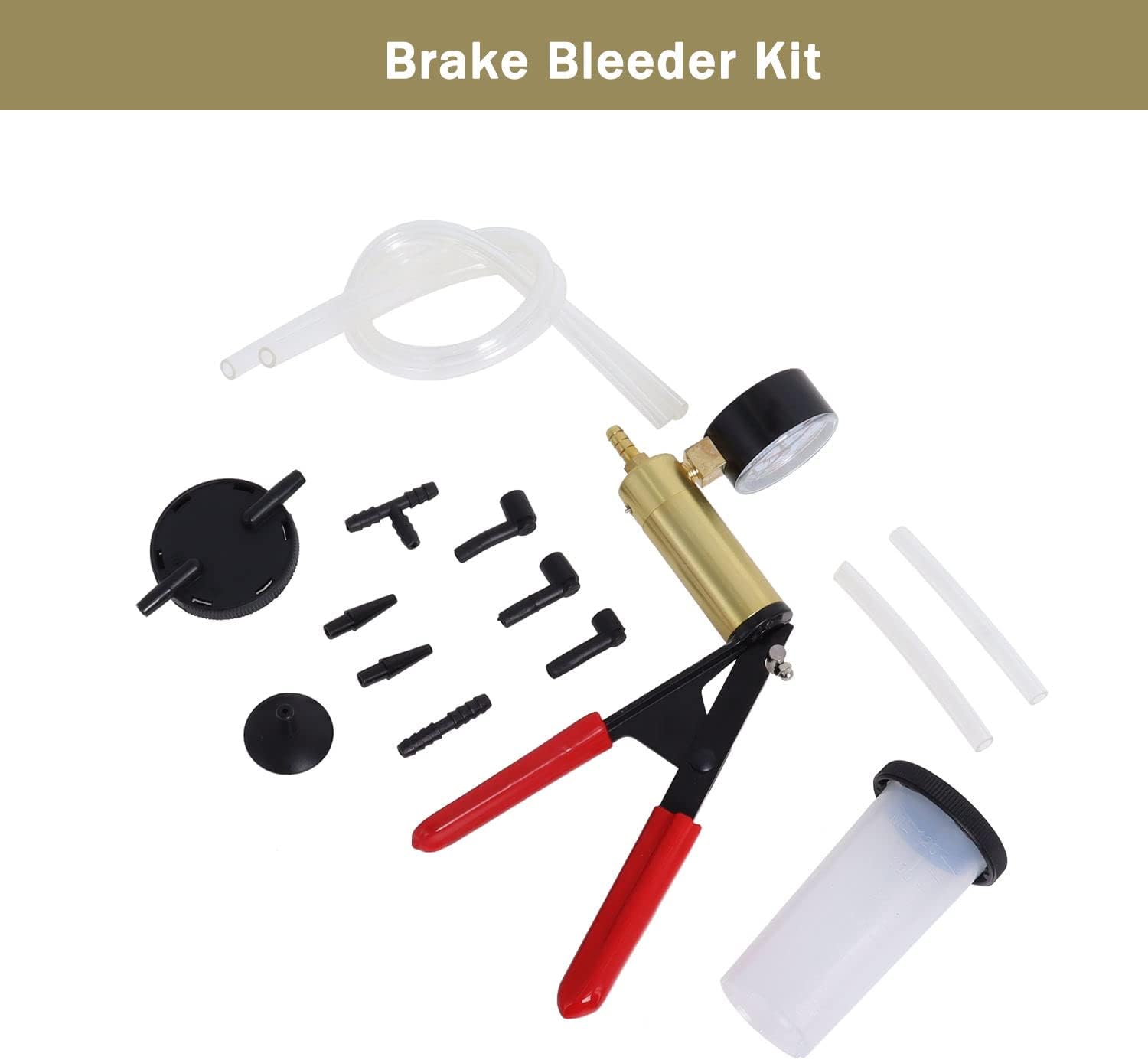Brake Bleeder Kit Vacuum Pump Handheld 2 in 1 Test Set with Adapters Case Pack of 2 J2372