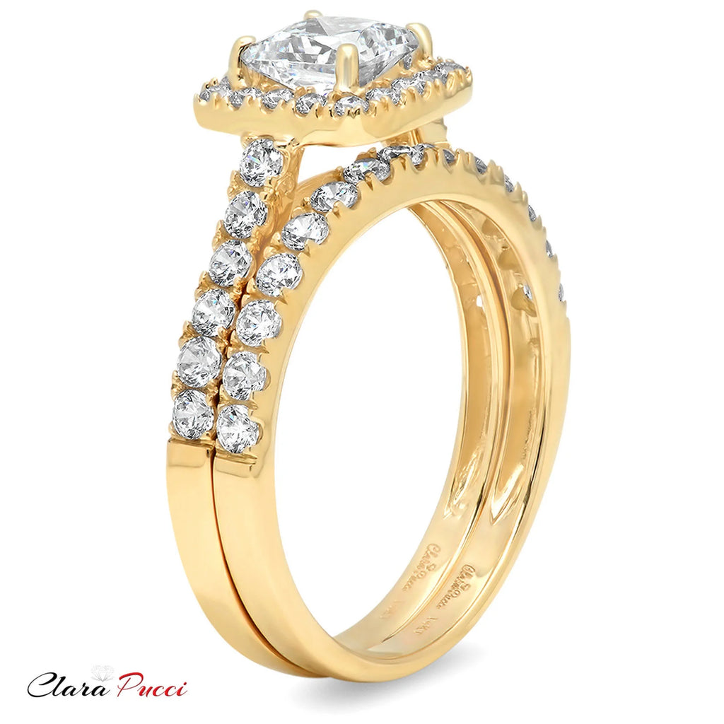 18K Yellow Gold Halo Engagement Ring with Diamond H7084