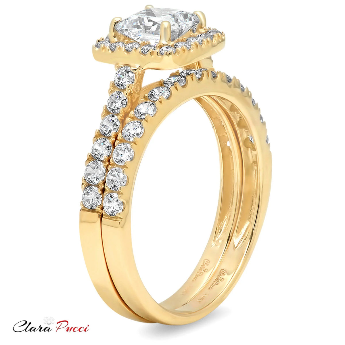 18K Yellow Gold Halo Engagement Ring with Diamond H7084