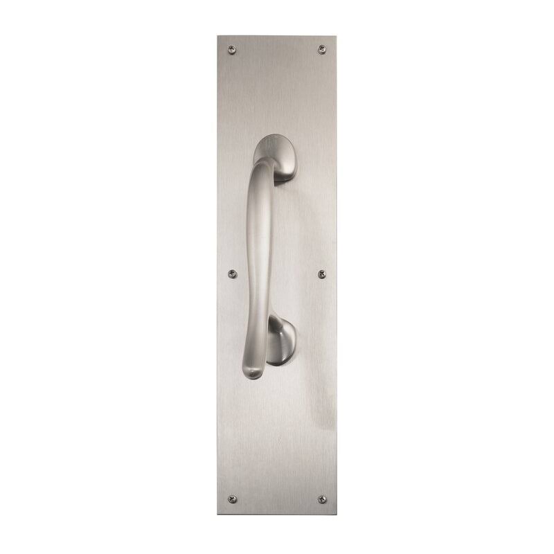 Satin Nickel Hands Free Antimicrobial Pull on A Plate L62146