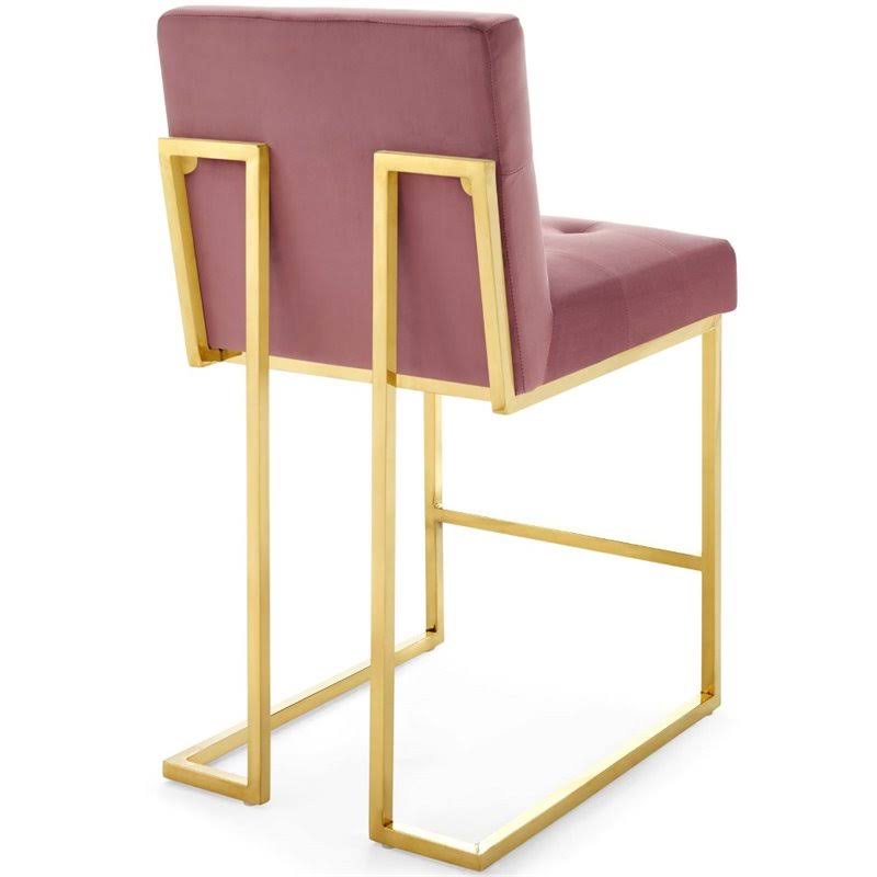 Velvet Counter Stool in Gold and Rose (Set of 2) A4933