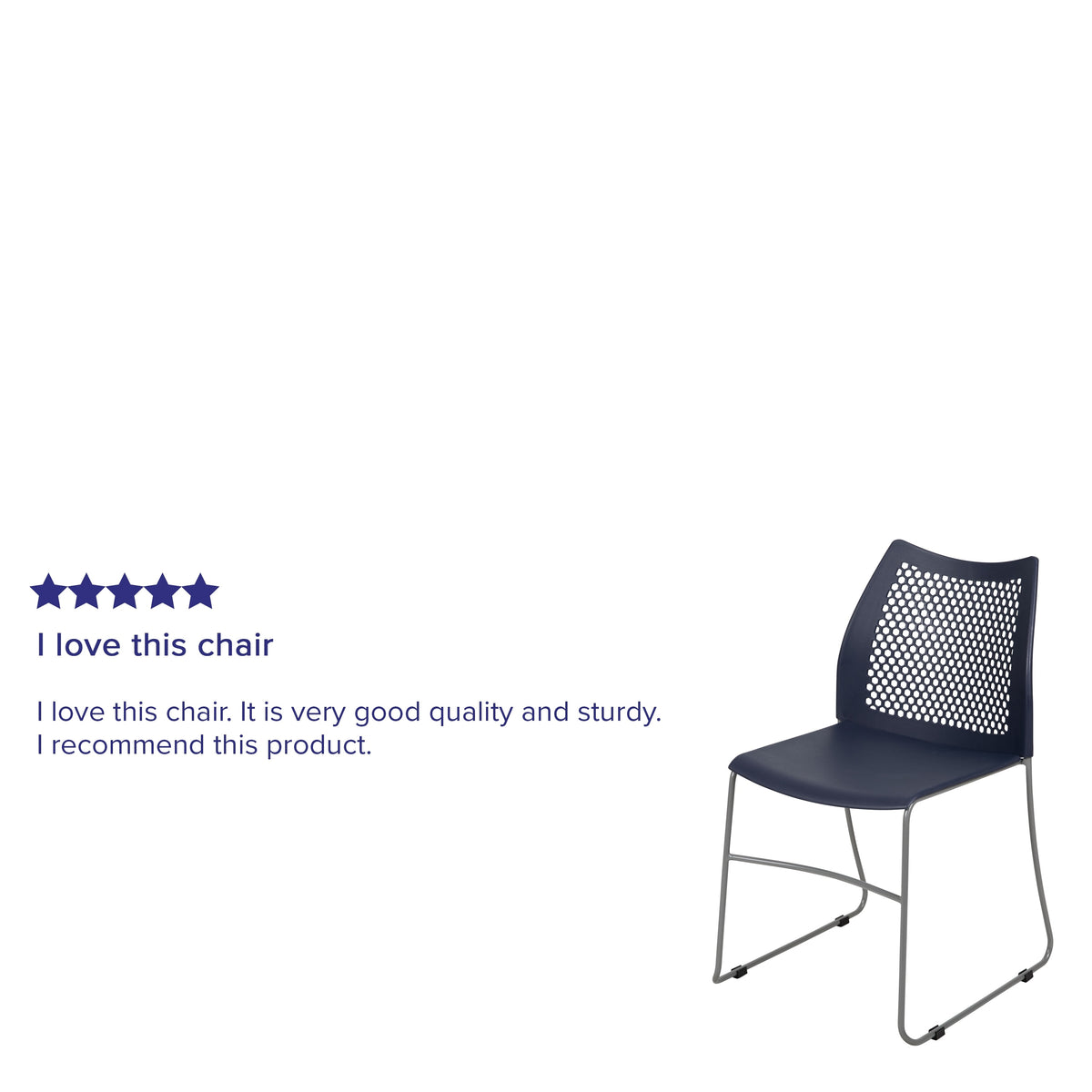 5 Pack Stack Chair with Air-Vent Back and Sled Base Navy B721