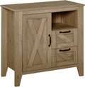 Farmhouse Sideboard Serving Buffet with Cabinet, Open Shelf, 2 Drawers, Oak Finish G67763