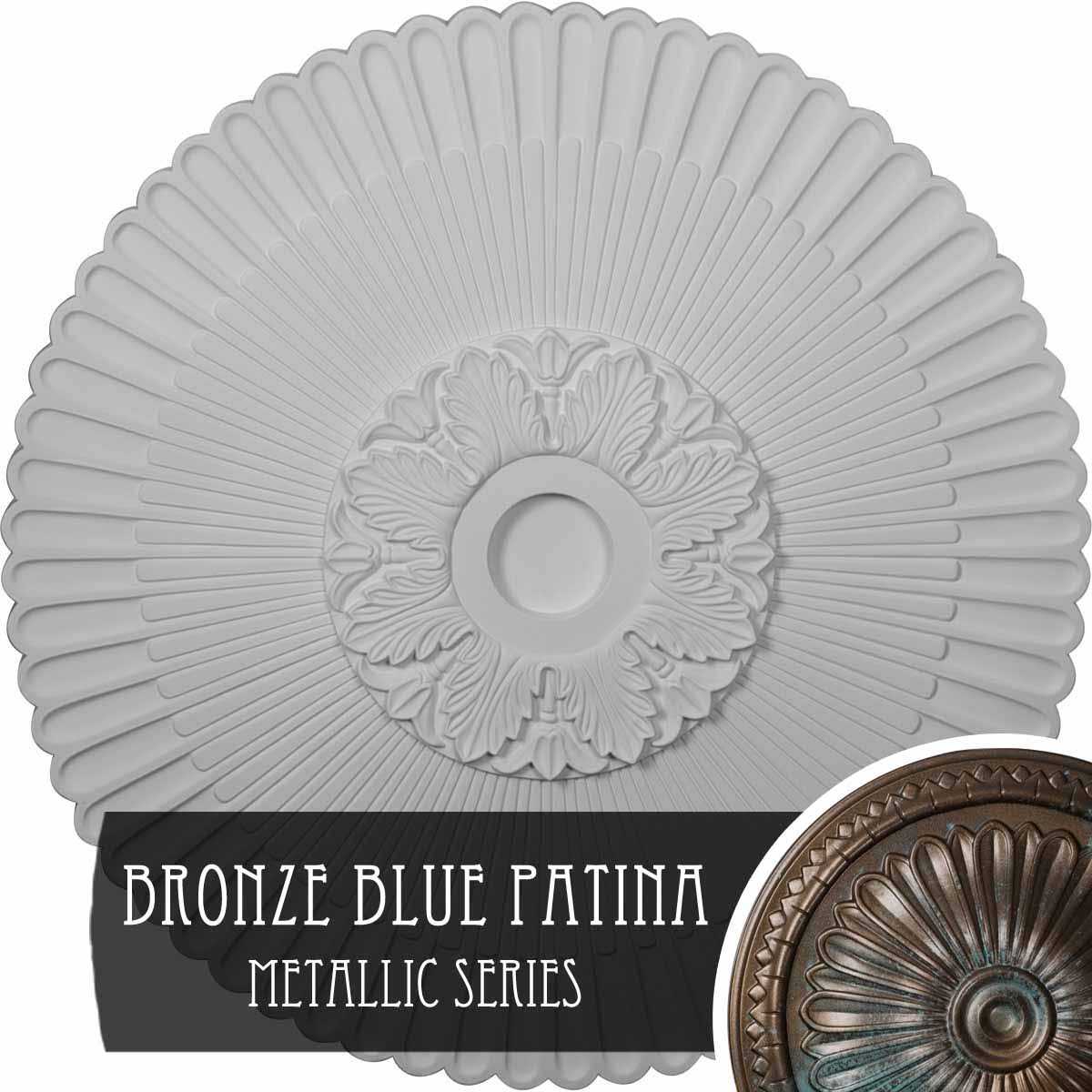Hand-Painted Bronze Blue Patina Ceiling Medallion Z414