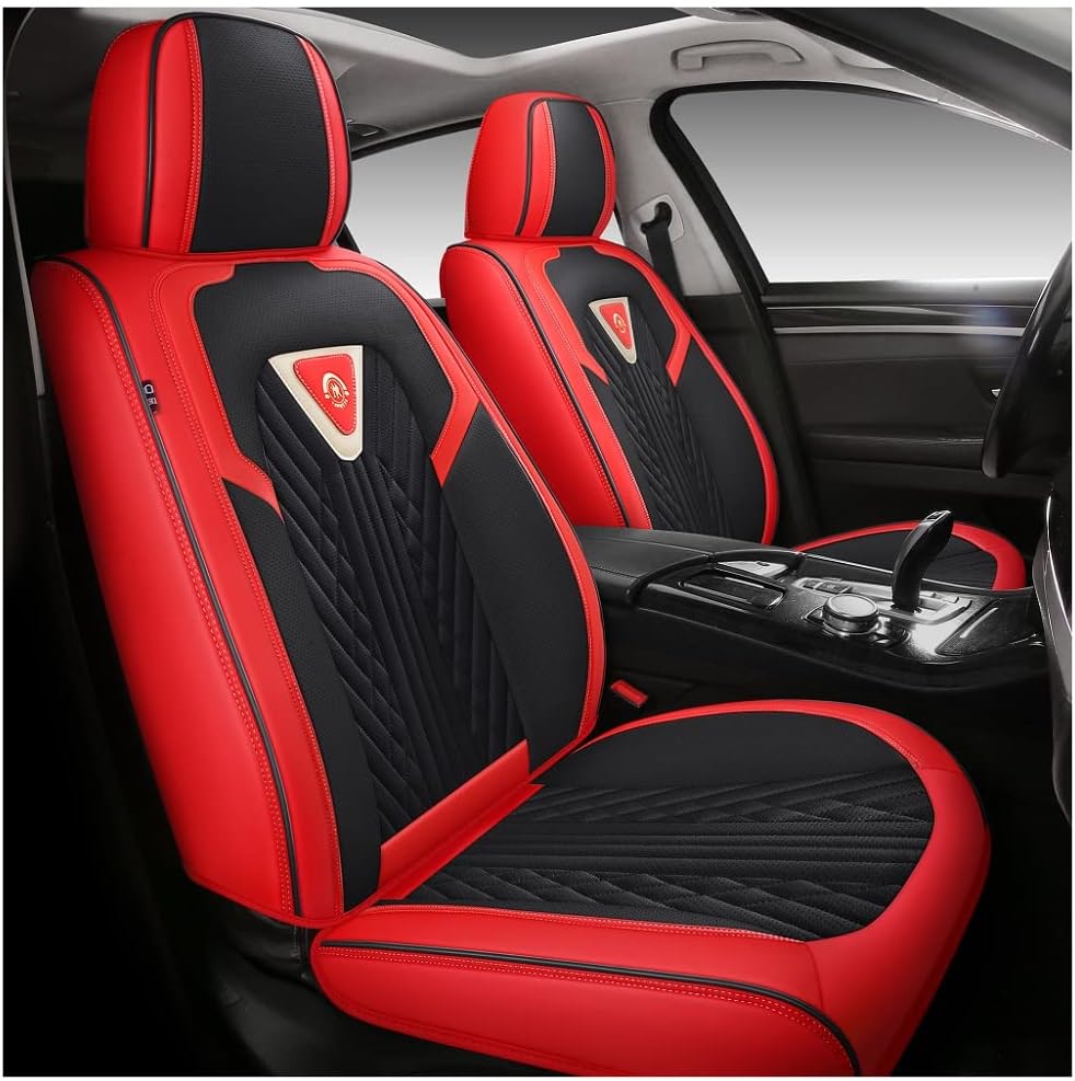 Black PU Leather Car Seat Covers 5 Seats Full Set F290