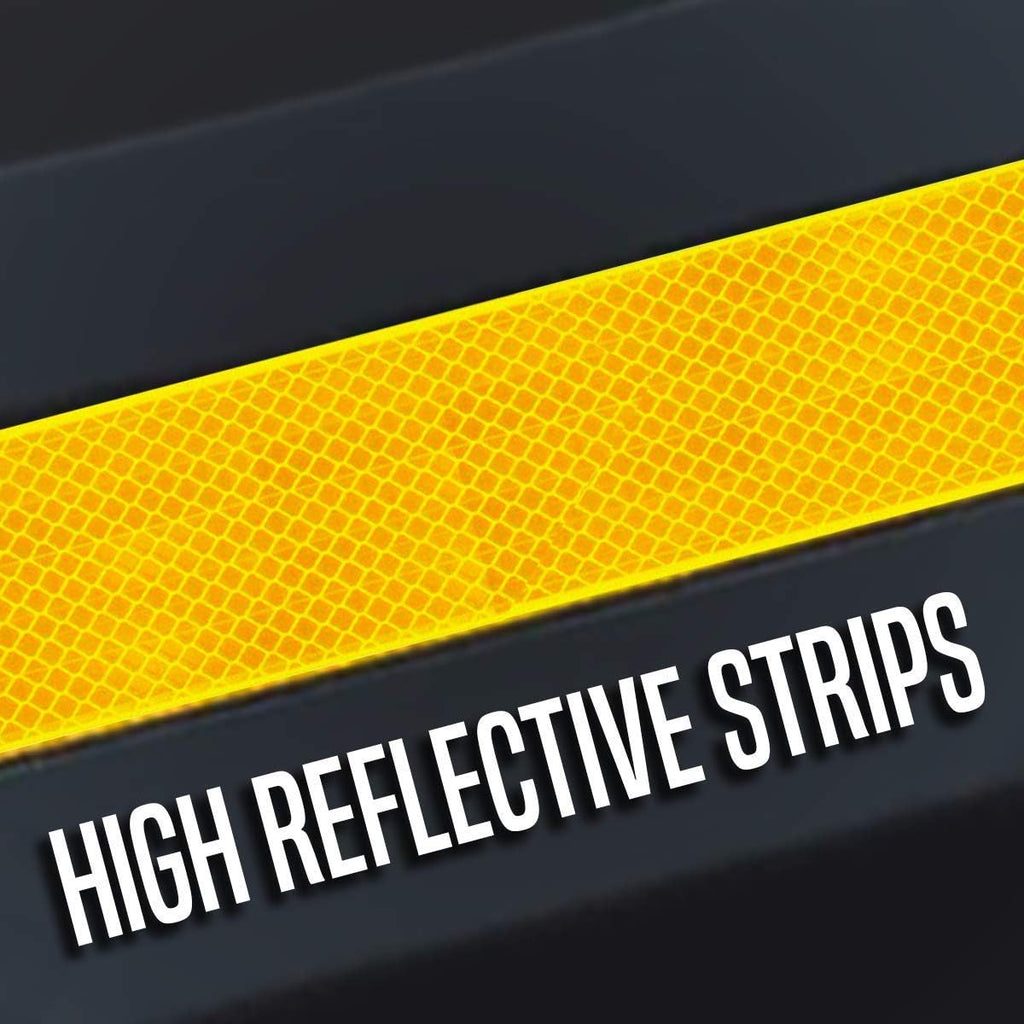 Black Rubber Parking Curb with Yellow Reflective Stripes, 4 Pack I291