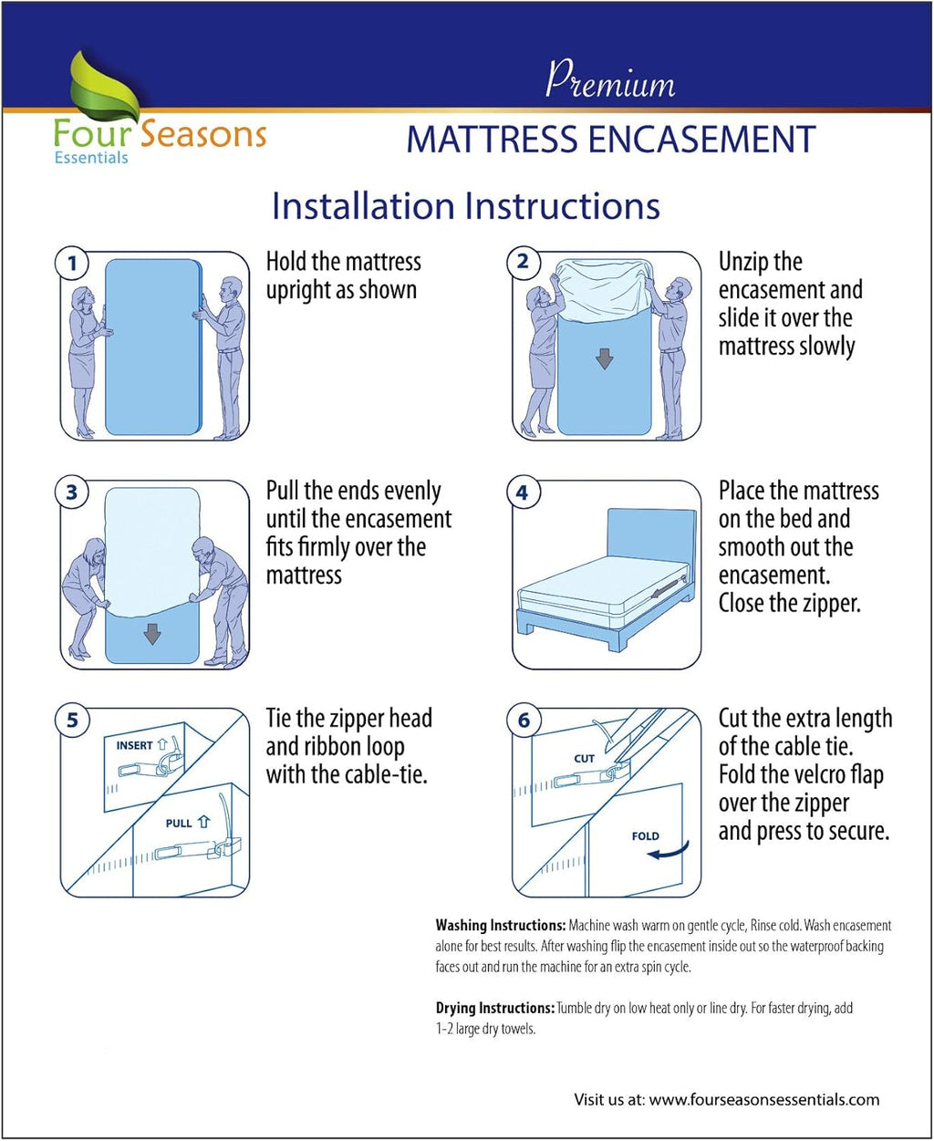Waterproof Zippered Mattress Protector Encasement Pack of 2 X656201