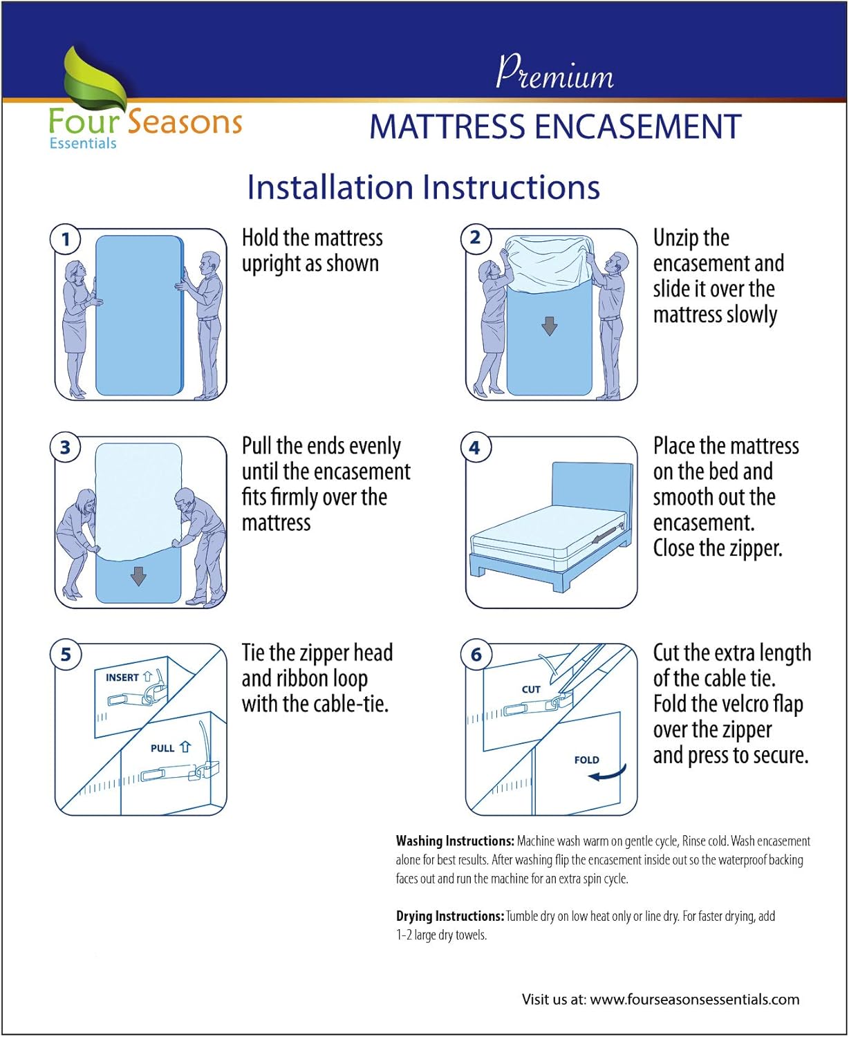 Waterproof Zippered Mattress Protector Encasement Pack of 2 X656201