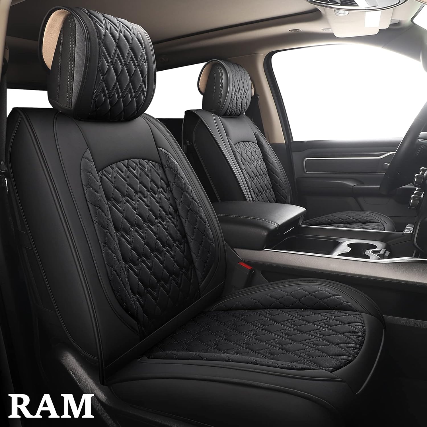Black-Grey Waterproof Synthetic Leather Seat Covers (5 PCS Full Set) D77824