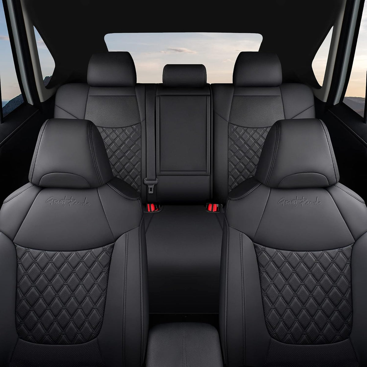 Pu Leather Car Seat Covers Full Set for Toyota RAV4 Hybrid 2019 2020 2021 2022 Grey N268383