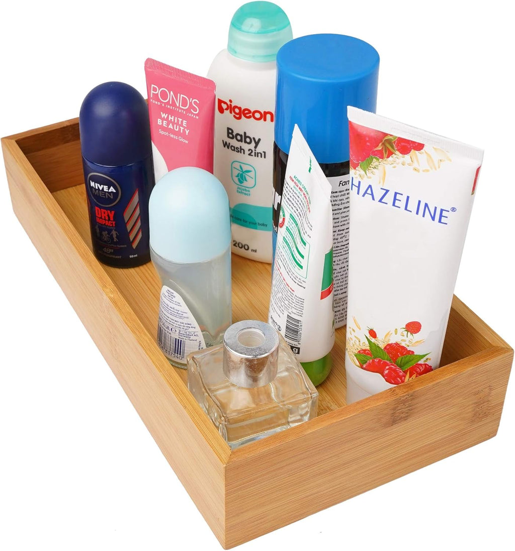 Bamboo Wood Drawer Organizer Tray Box Dividers Set, Pack of 2 M318
