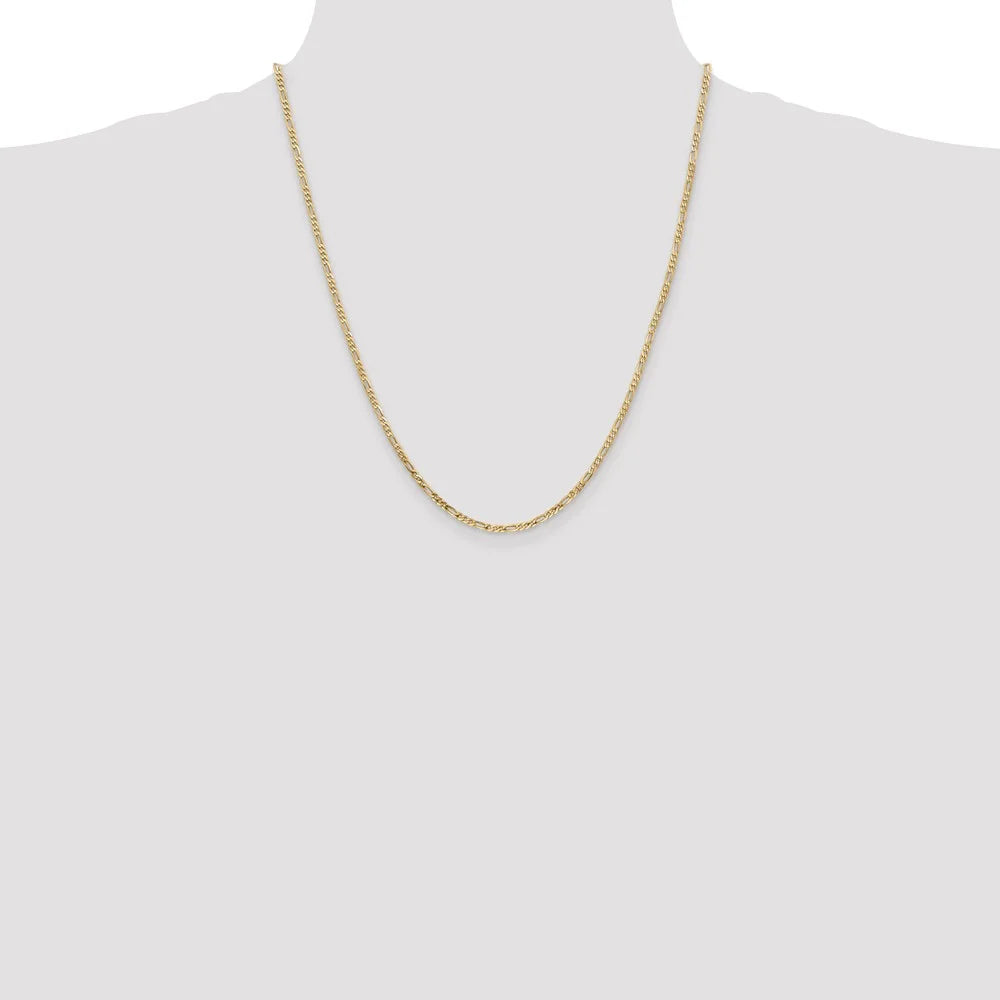 14kt Yellow Gold Flat Figaro Chain 22 inch Lobster Clasp F344