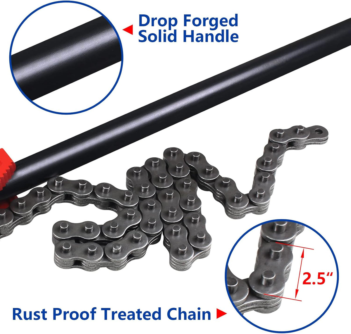 64inch Double-end Chain Pipe Wrench, Chain Tongs, Heavy Duty Plumbing Tool Y644