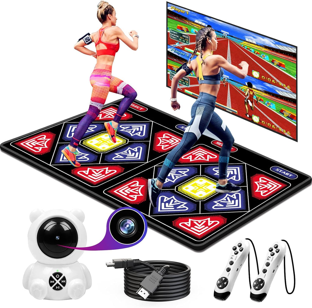 Electronic Dance Mat with HD Camera for HDMI Interface TV, Rechargeable Host & Remote Controller, Non-Slip Q52694