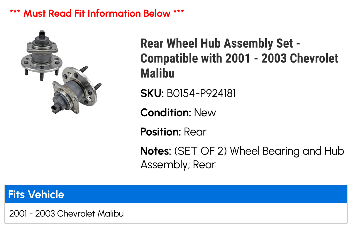 Rear Wheel Hub Assembly Set F963