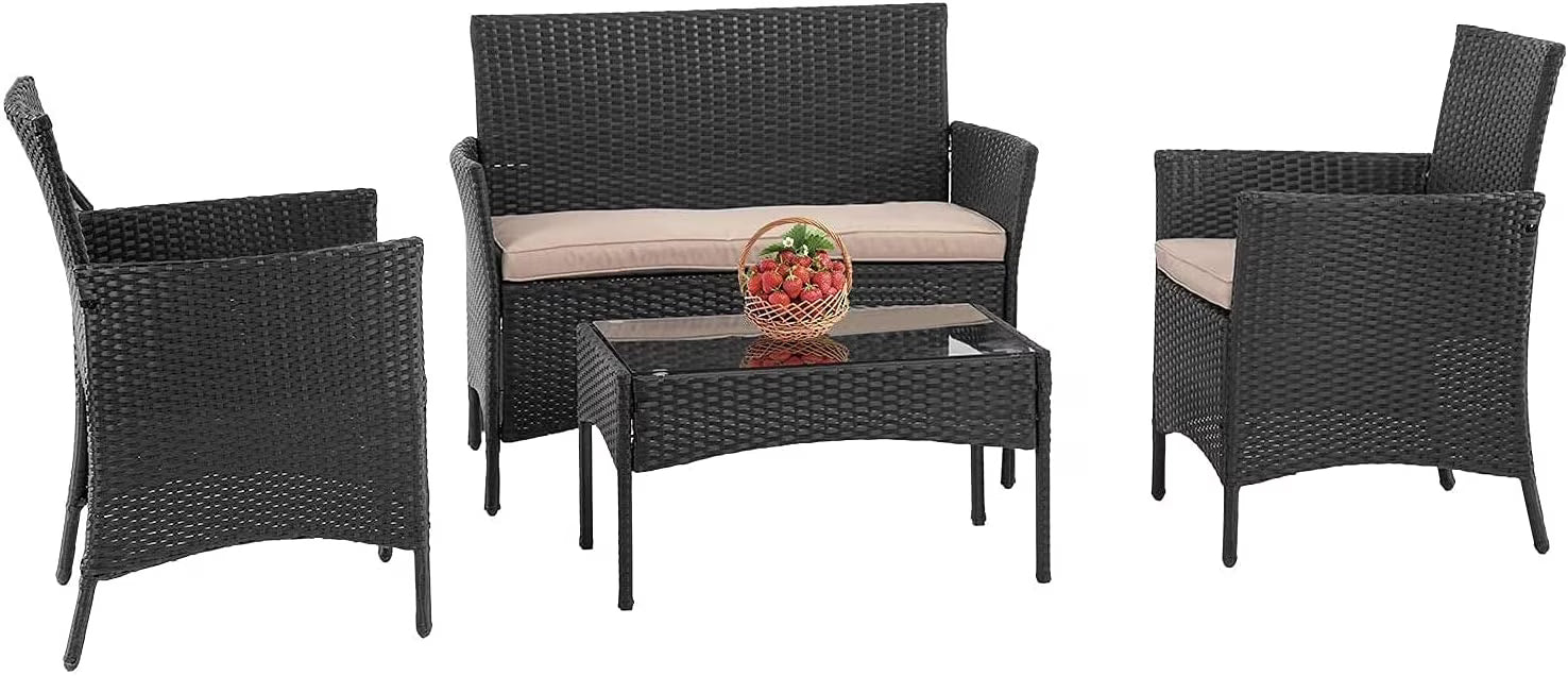 4 Pieces Outdoor Rattan Wicker Patio Furniture Set X239
