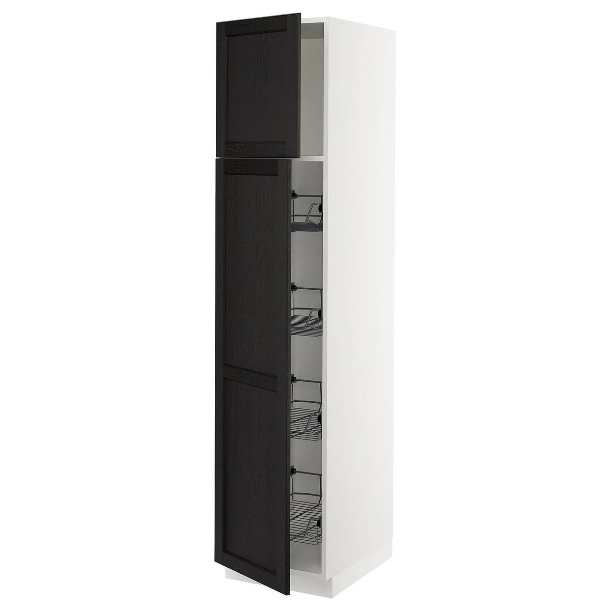 White High Cabinet with Door and Wire Baskets J33947