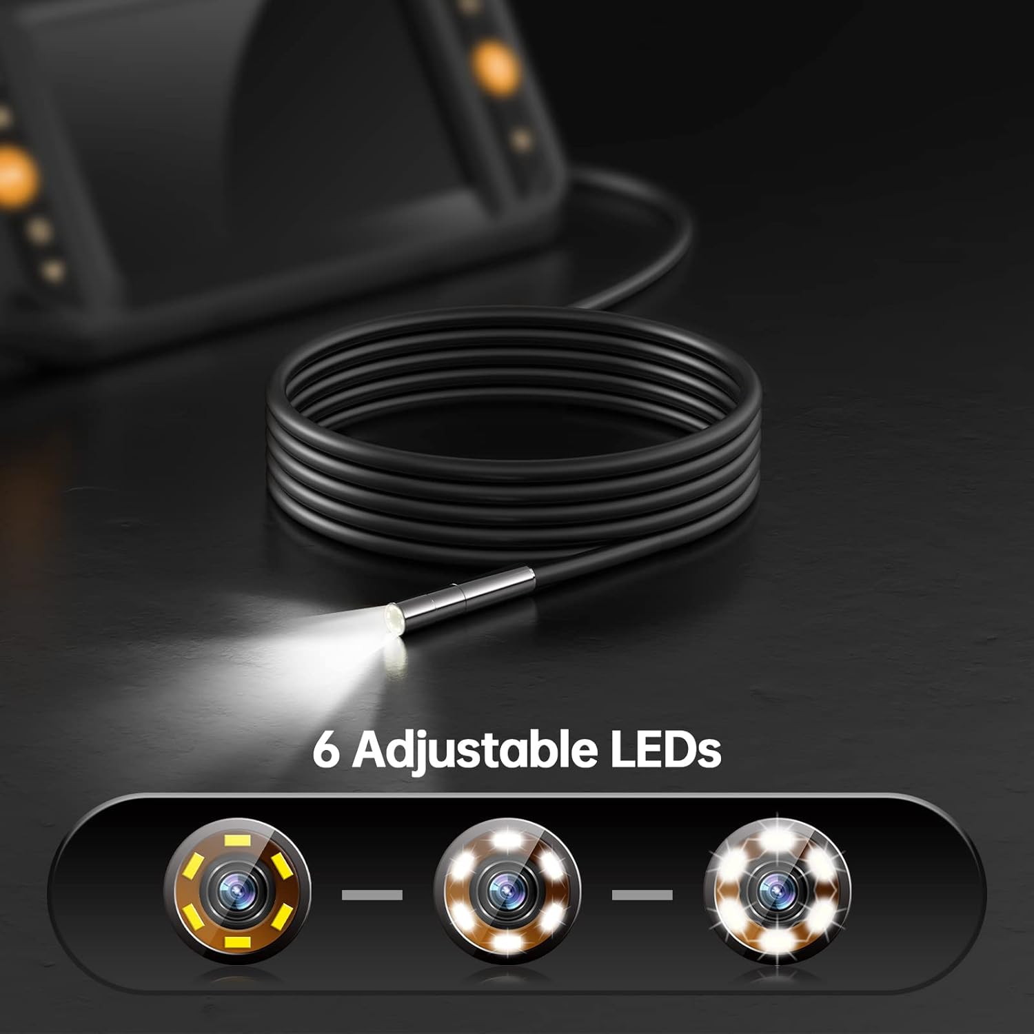 5.5mm Endoscope Camera, 0.21inch Ultra Slim Borescope Inspection Camera with Light and Screen, Flexible Automotive Scope Camera, Home Waterproof Fiber Optic Snake Bore Cam for Sewer(16.5ft) Pack of 2 Z96313