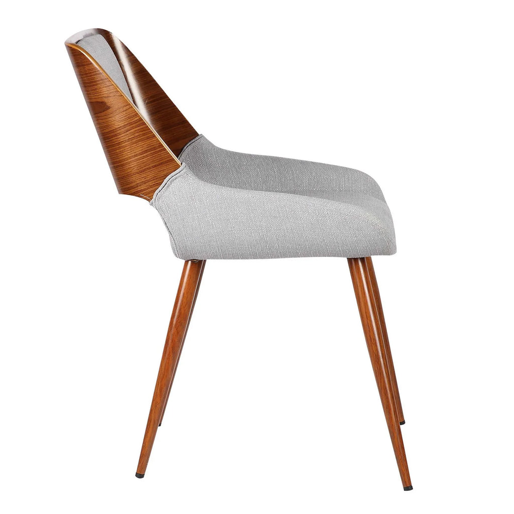 Gray Fabric Dining Chair with Walnut Wood O78413