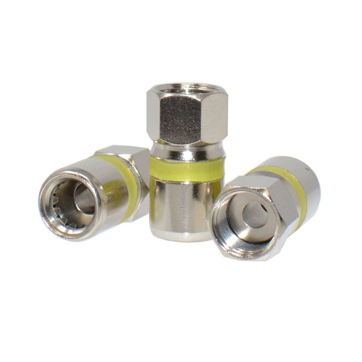 RG6 Quad Shield Coaxial Cable 500ft White with 50 Piece F-Type Compression Connectors W82842