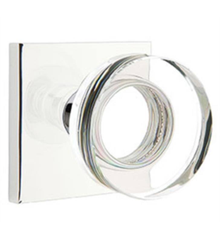 Unlacquered Brass Privacy Set with Square Rosette and Round Knob E107