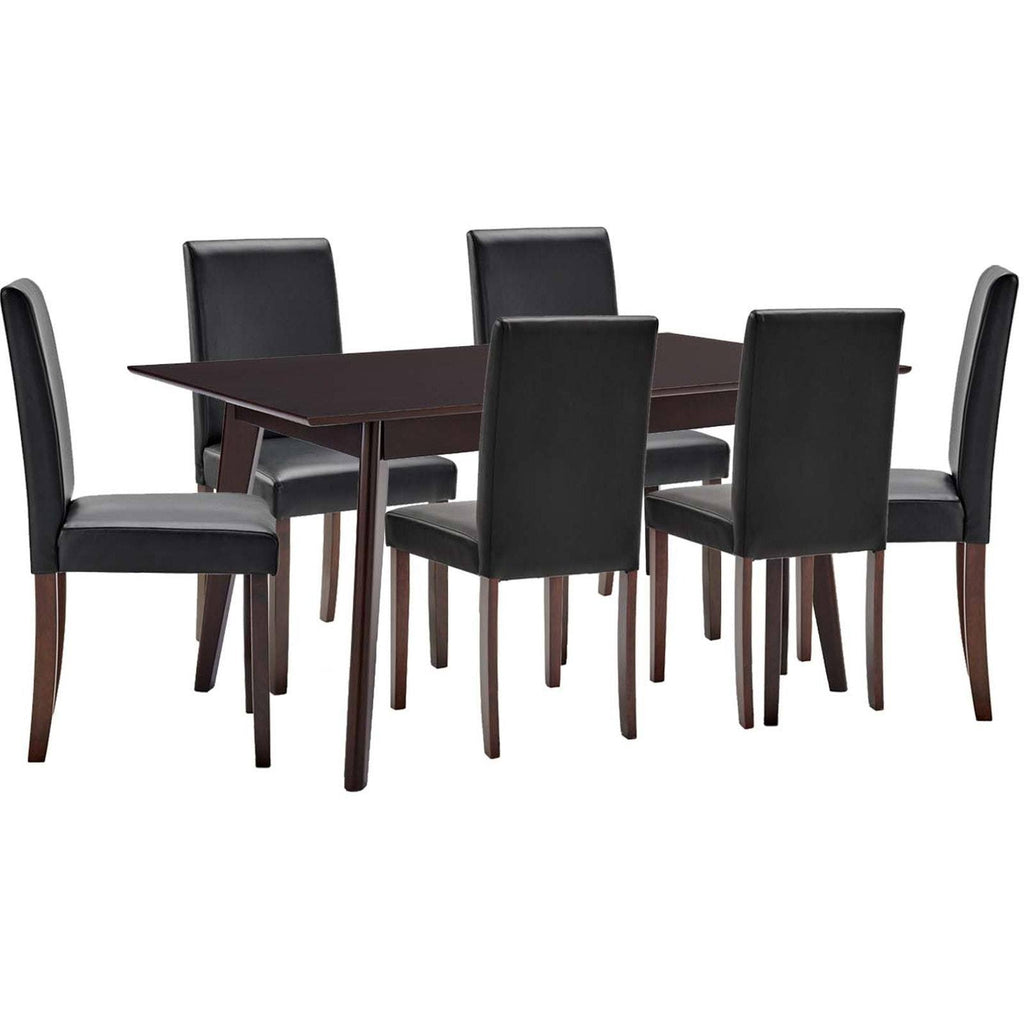 7 Piece Faux Leather Dining Set Cappuccino Black N84317